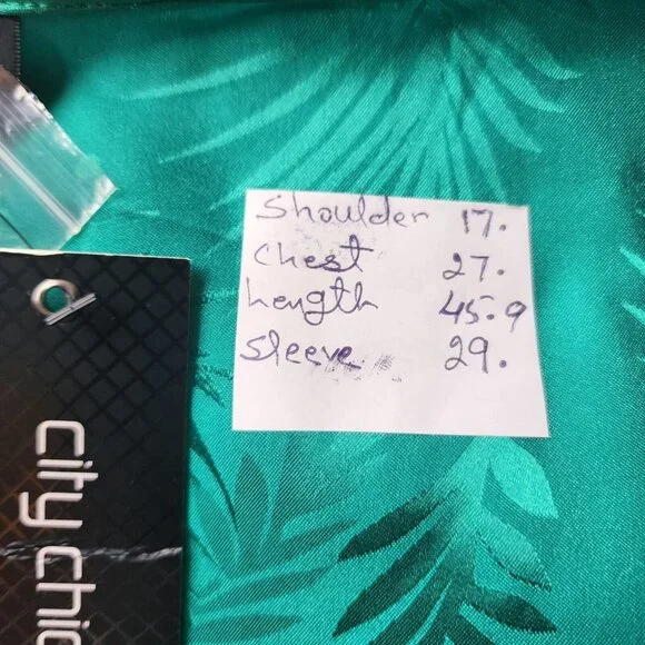 City Chic Polyester Amalia Dress XXL 24 Greenstone Palm Print V-Neck Long Sleeve - Picture 8 of 16